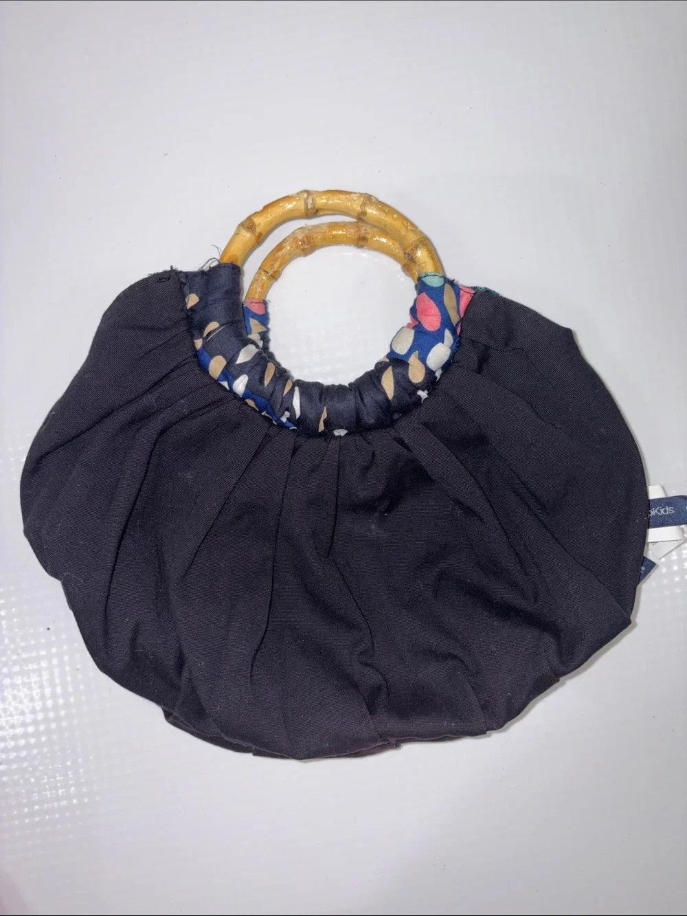 GAP Navy Multicolor Teardrop Bamboo-Handle Tote